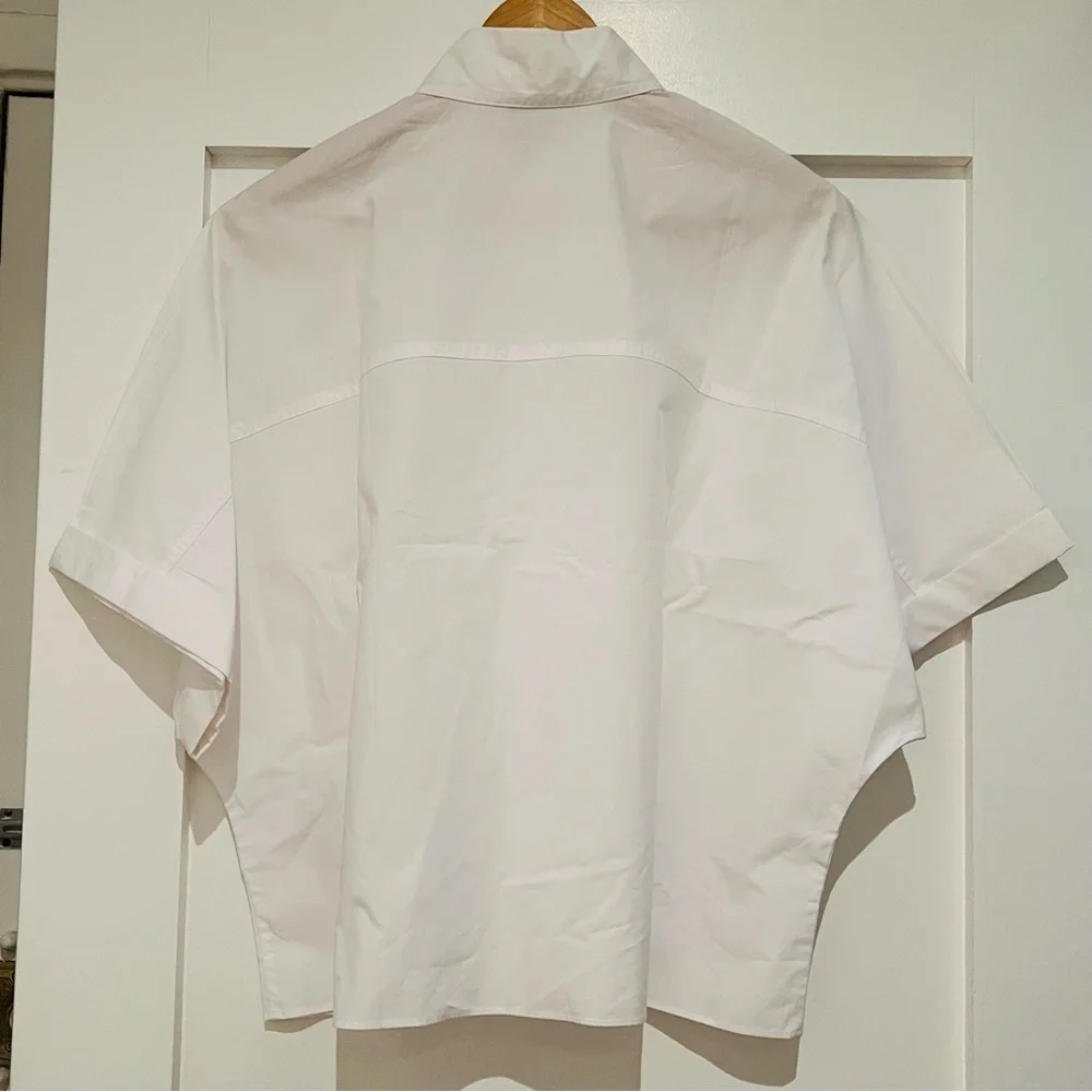 NWT Zara Poplin White Short Sleeve Button Up Shirt Size XSmall - Picture 4 of 6
